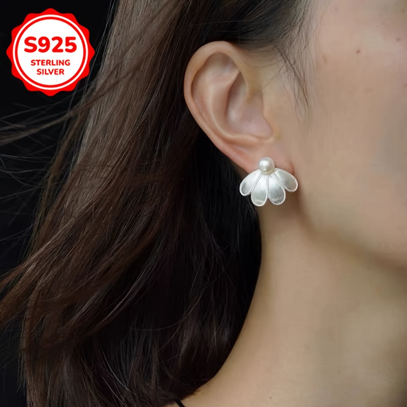 S925 Pull Flower Bead Earrings Unique Style Studs for Women